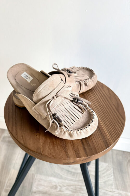 BUTY MOKASYNY KLAPKI beż