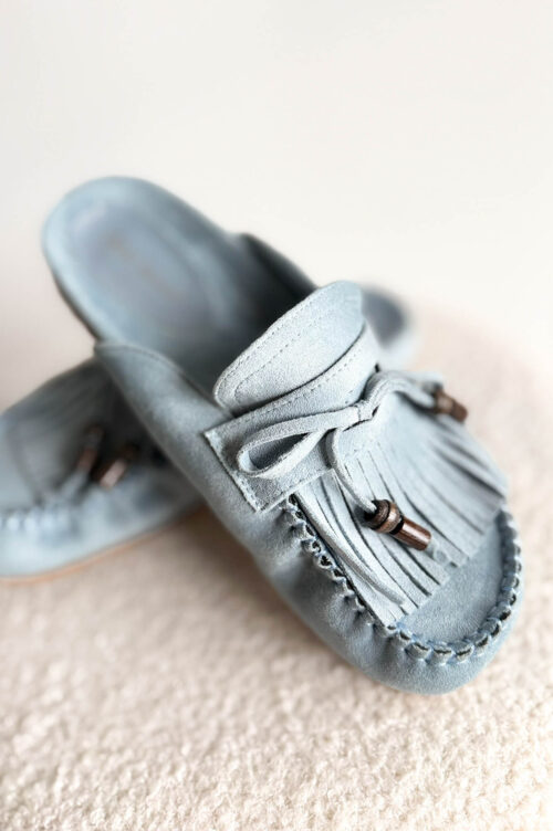BUTY MOKASYNY KLAPKI błękit