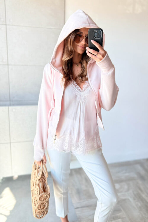 BLUZA JOY ROZPINANA róż - rozmiar XS/S/M
