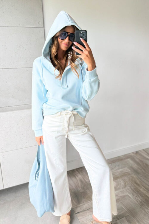 BLUZA HALF ZIPP pastelowy błękit