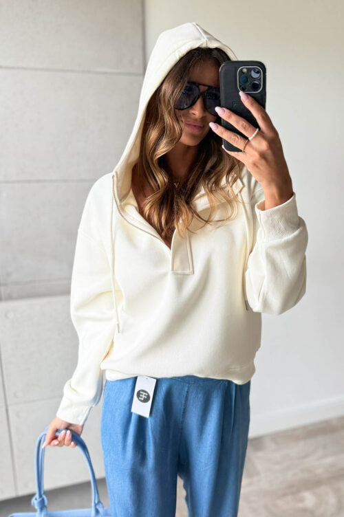 BLUZA HALF ZIPP wanilia