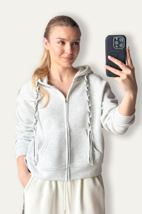 BLUZA ROZPINANA WARKOCZ jasny szary
