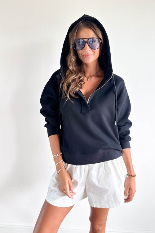 BLUZA HALF ZIPP czarna - rozmiar S/M