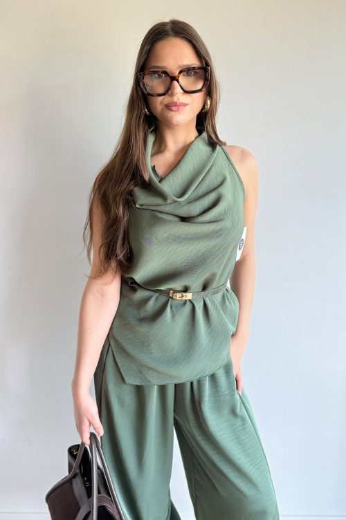 TOP SATYNA MAT khaki-rozmiar UNI