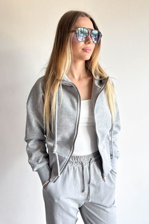 BLUZA JOY ROZPINANA szary melanż - rozmiar XS/S/M