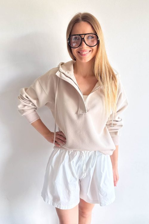BLUZA HALF ZIPP beż - rozmiar S/M