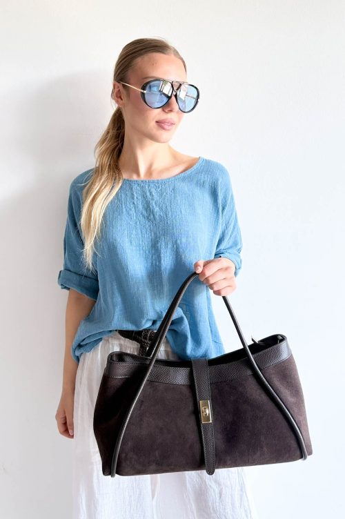 BLUZKA MIĘKKA BAWEŁNIANA jeans
