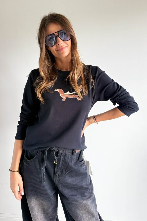 BLUZA Z JAMNIKIEM czarna-rozmiar S/M