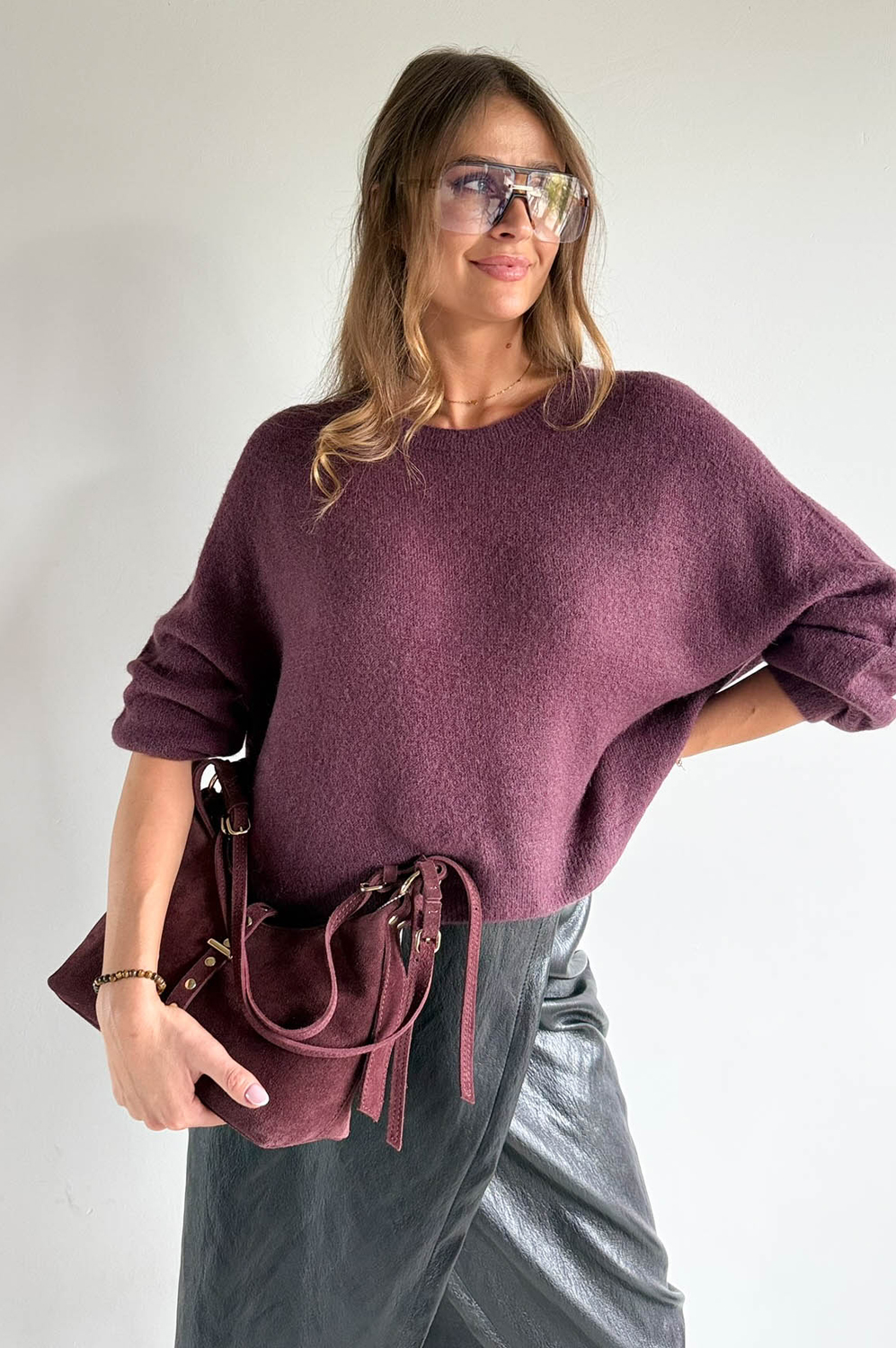 SWETEREK BABY ALPAKA 30% śliwka-rozmiar S/M/L - obrazek 5