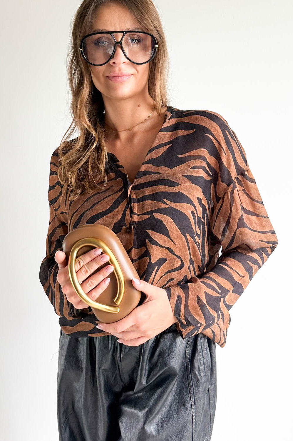 KOSZULA PRINT ZEBRA karmel - rozmiar UNI - obrazek 7