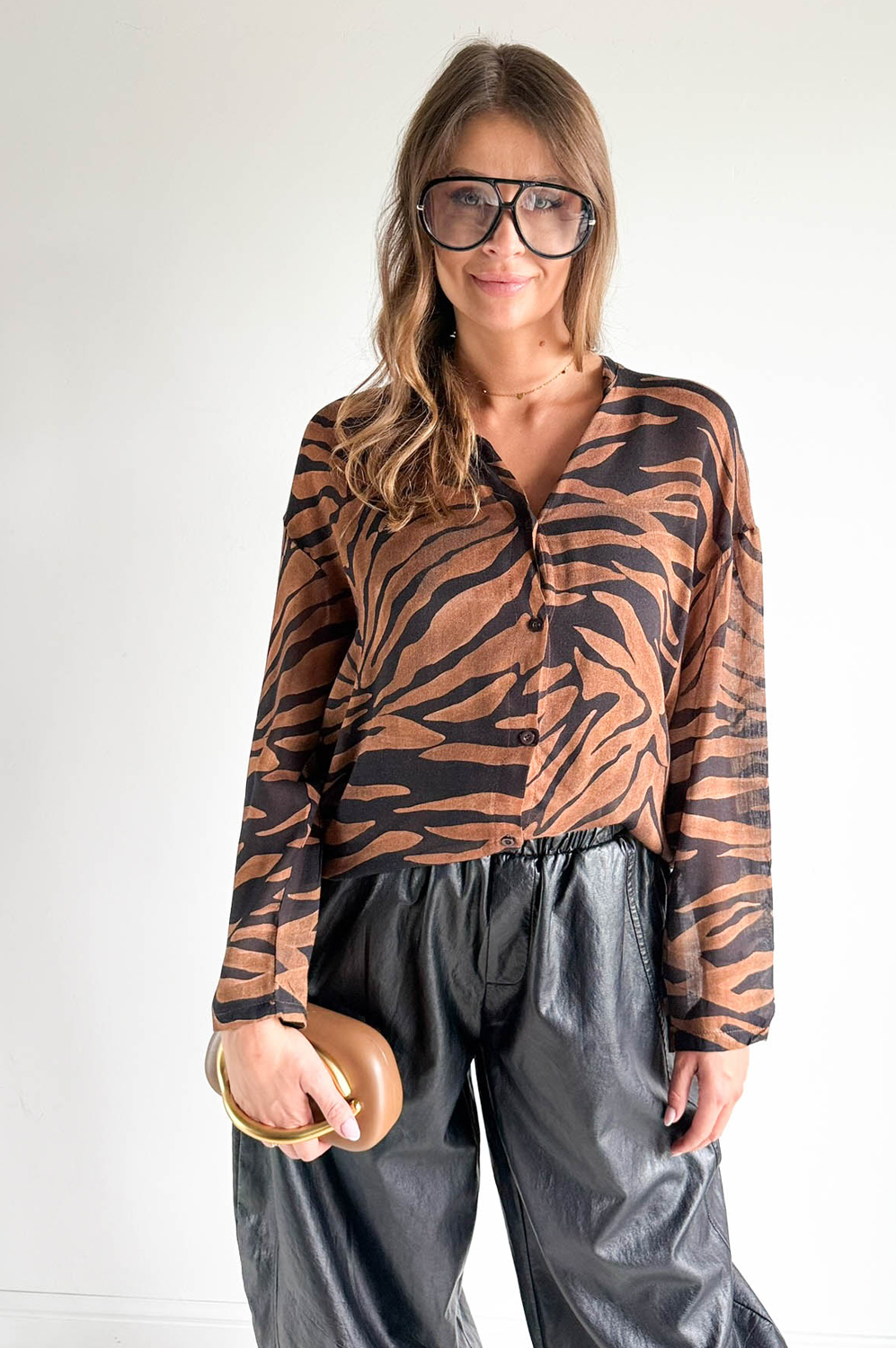 KOSZULA PRINT ZEBRA karmel - rozmiar UNI - obrazek 6