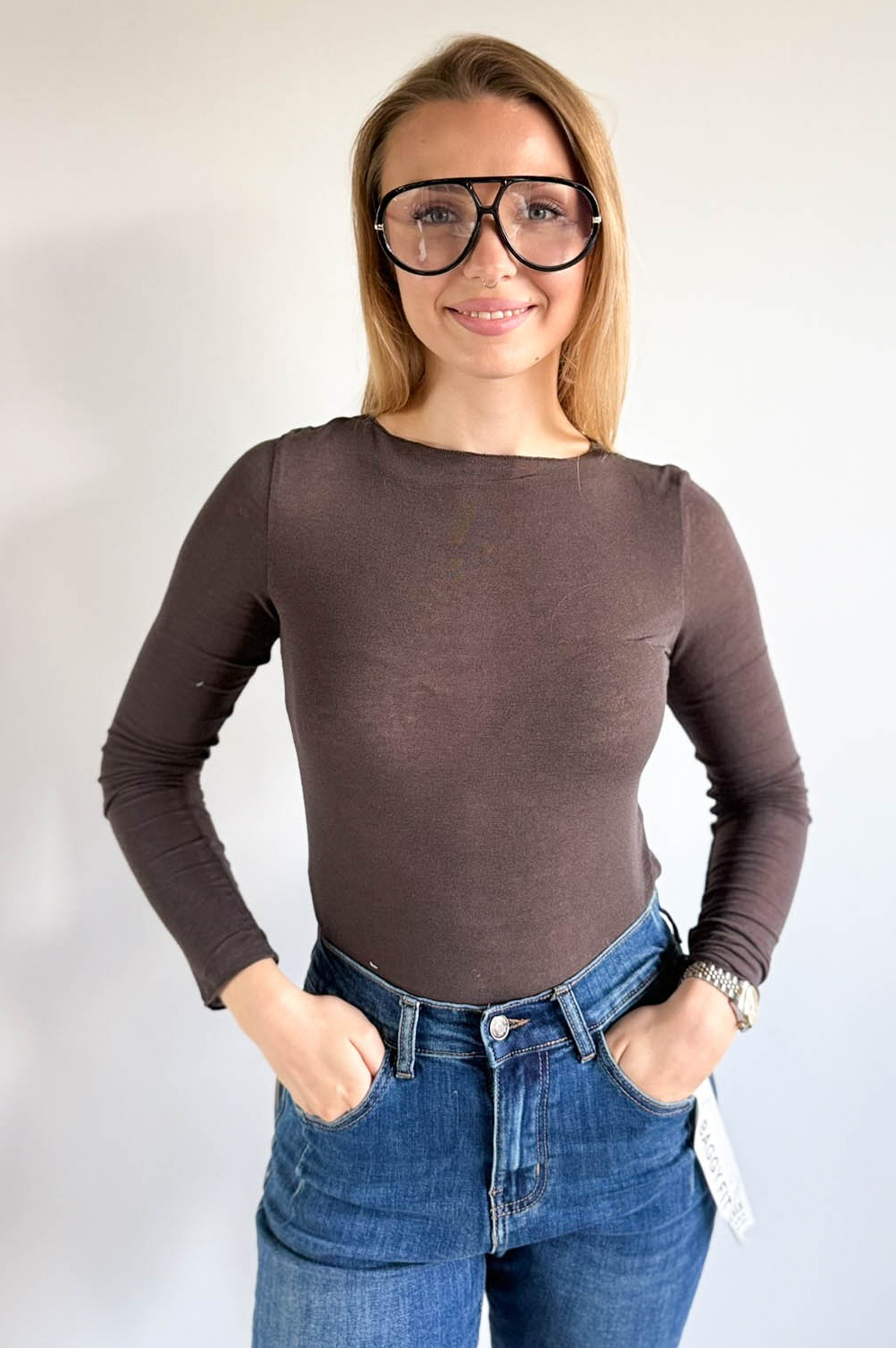 BLUZKA CASHMERE gorzka czekolada - rozmiar UNI - obrazek 3