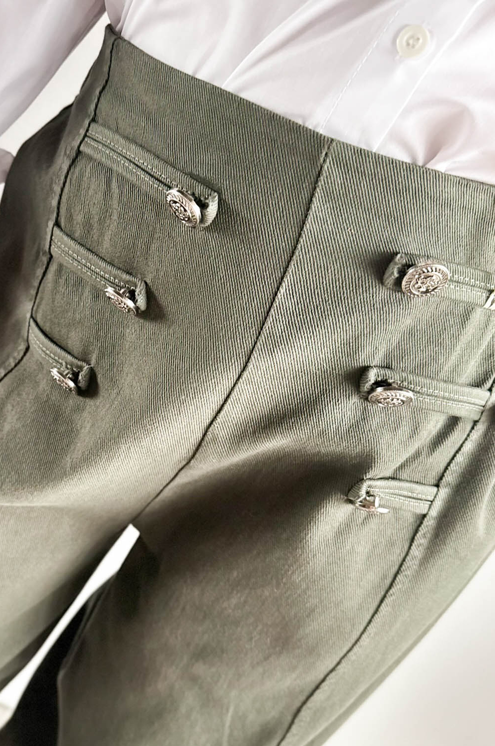 SPODNIE CARGO Z GUZIKAMI khaki - rozmiar L/XL - obrazek 3