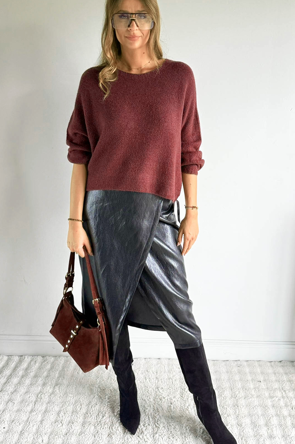 SWETEREK BABY ALPAKA 30% czerwone wino -rozmiar S/M/L - obrazek 3