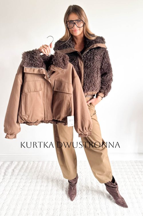 KURTKA DWUSTRONNA KARAKUŁ karmel -rozmiar S/M/L